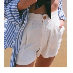 Na Nin raw silk shorts in cream